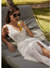 Ivory Lace Chiffon Slit Sexy Boho Beach Wedding Dress Ivory Lace Chiffon Slit Sexy Boho Beach Wedding Dress